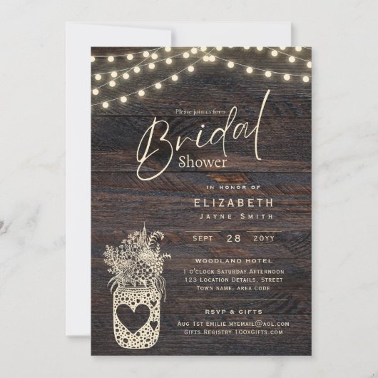 Tinkelende Lichten | Rustieke Schuur Bos Bruiloft Kaart (Voorkant)