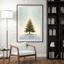 Tinkelende Lichtjes Kerstboom Poster