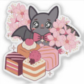 Tinkelende Ogen Vleermuis en Cake Selectie Sticker (Voorkant)