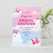 Tinkelende roze paarse vlinder bruidsdouche kaart (Staand voorkant)