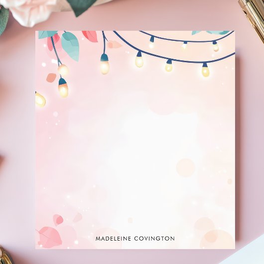 Tinkelende Slingerlichtjes Pastel Gepersonaliseerd Notitieblok