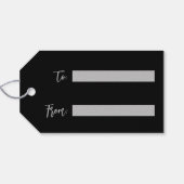 Tinkelende Zilveren Sterren Prettig Kerstfeest Zwa Cadeaulabel (Achterkant Horizontaal)