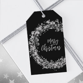 Tinkelende Zilveren Sterren Prettig Kerstfeest Zwa Cadeaulabel