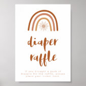 TINLEY Boho Terracotta Rainbow Diaper Raffle Sign Poster (Voorkant)