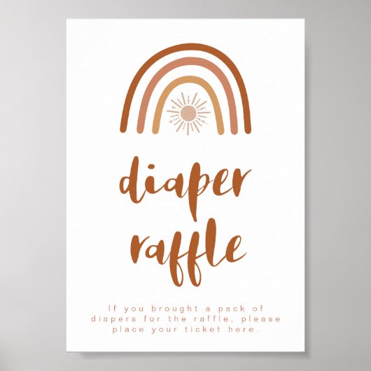 TINLEY Boho Terracotta Rainbow Diaper Raffle Sign Poster (Voorkant)