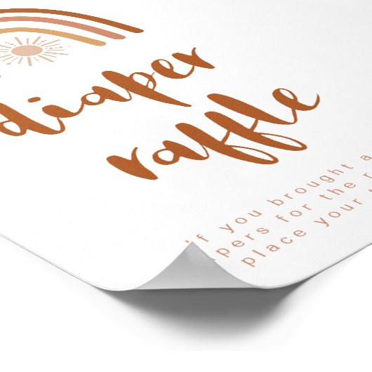 TINLEY Boho Terracotta Rainbow Diaper Raffle Sign Poster (Hoek)