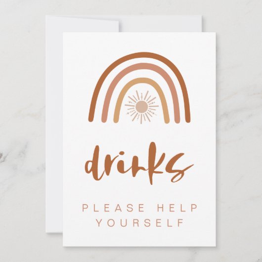TINLEY Boho Terracotta Rainbow Drink Table Sign Kaart (Voorkant)