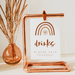 TINLEY Boho Terracotta Rainbow Drink Table Sign Poster