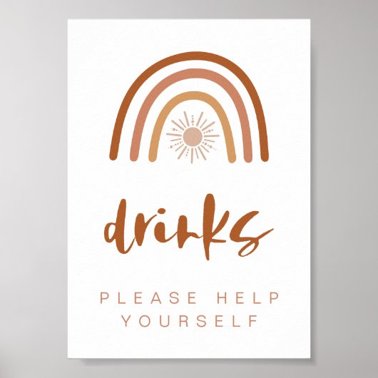 TINLEY Boho Terracotta Rainbow Drink Table Sign Poster (Voorkant)