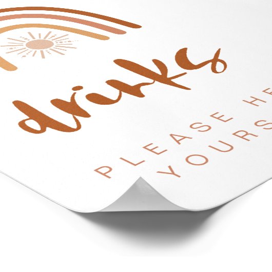 TINLEY Boho Terracotta Rainbow Drink Table Sign Poster (Hoek)