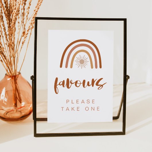 TINLEY Boho Terracotta Rainbow Favors Table Sign Kaart