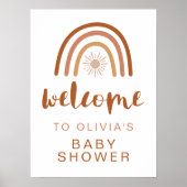 TINLEY Boho Terracotta Rainbow Sun Baby shower Poster (Voorkant)