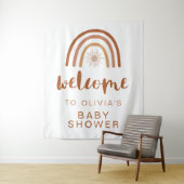 TINLEY Boho Terracotta Rainbow Sun Baby shower Wandkleed (In situ)