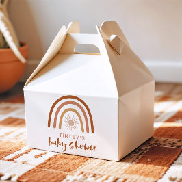 TINLEY Boho Terracotta Rainbow Sun Baby Uitnodigin Bedankdoosjes