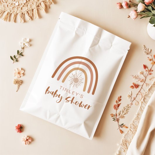 TINLEY Boho Terracotta Rainbow Sun Baby Uitnodigin Bedankzakje