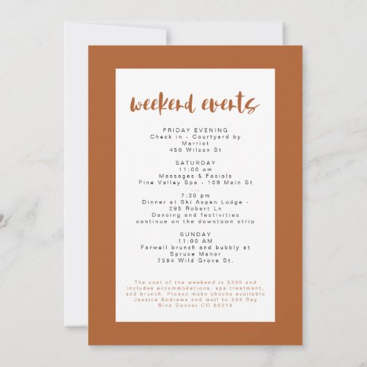 TINLEY Boho Terracotta Rainbow Sun Bachelorette Kaart (Achterkant)