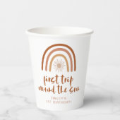 TINLEY Boho Terracotta Rainbow Sun Eerste verjaard Papieren Bekers (Voorkant)