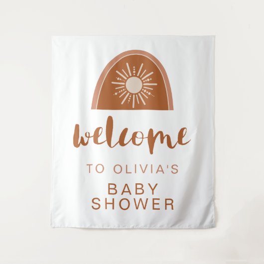 TINLEY Boho Terracotta Regenboog Baby shower Wandkleed (Voorkant)