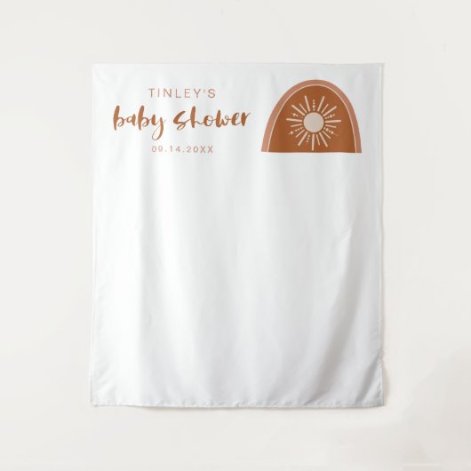 TINLEY Boho Terracotta Regenboog Baby shower Wandkleed (Voorkant)