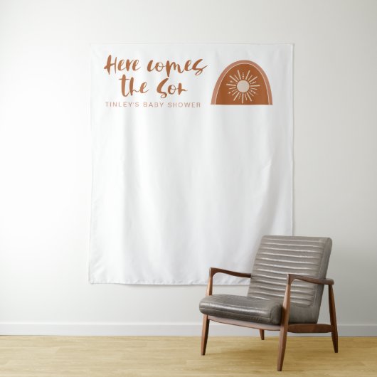 TINLEY Boho Terracotta Regenboog Hier komt de Zoon Wandkleed (In situ)