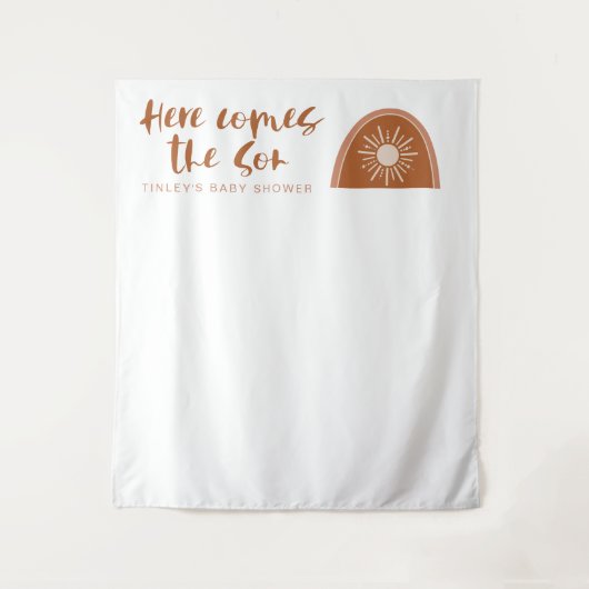 TINLEY Boho Terracotta Regenboog Hier komt de Zoon Wandkleed (Voorkant)