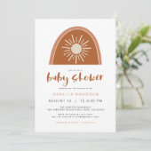TINLEY Boho Terracotta Sun Rainbow Baby Uitnodigin Kaart (Staand voorkant)