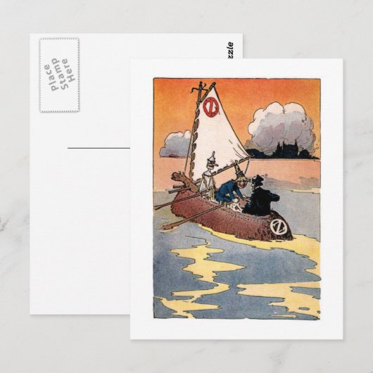 Tinman en Scarecrow in een Boat Briefkaart (Voorkant / Achterkant)