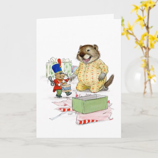 Tinne soldier voor kerstkaart kaart (Gele Bloem)