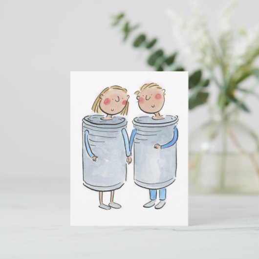 Tinnen Bruiloft Briefkaart (Staand voorkant)