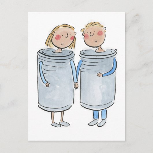 Tinnen Bruiloft Briefkaart (Voorkant)