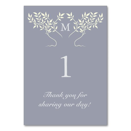 Tinnen Grijs Levensboom Bruiloft Kaart (Voorkant)