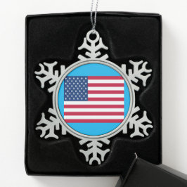 Tinnen Kerstsneeuwvlok Amerikaanse Vlag Tin Sneeuwvlok Ornament