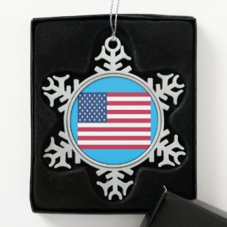 Tinnen Kerstsneeuwvlok Amerikaanse Vlag Tin Sneeuwvlok Ornament