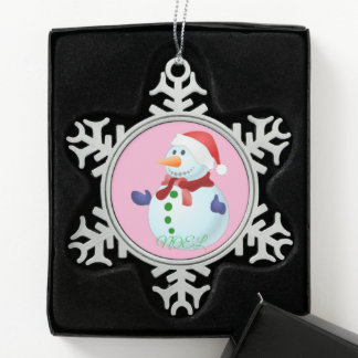 Tinnen Kerstsneeuwvlok Ornament Sneeuwman