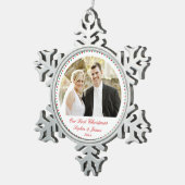 Tinnen Witte Onze Eerste Kerstboomversiering Tin Sneeuwvlok Ornament (Rechts)