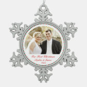 Tinnen Witte Onze Eerste Kerstboomversiering Tin Sneeuwvlok Ornament (Voorkant)