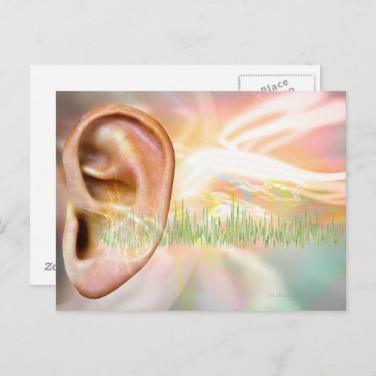 Tinnitus, conceptuele computerkunst. briefkaart (Voorkant / Achterkant)