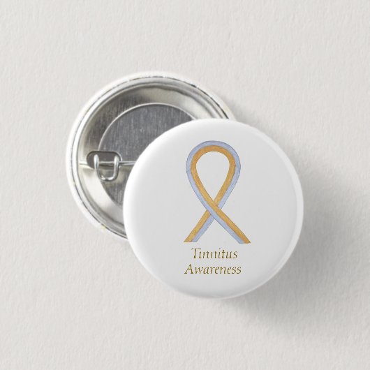 Tinnitus Gold/Silver Awareness Ribbon Custom Pin Ronde Button 3,2 Cm (Voorkant /achterkant)