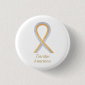 Tinnitus Gold/Silver Awareness Ribbon Custom Pin Ronde Button 3,2 Cm (Voorkant)