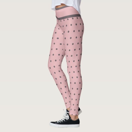 Tinny Polka Dots Pink Grey Leggings (Links)