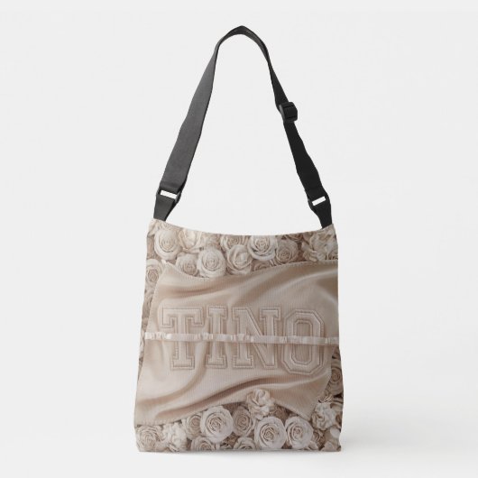 TINO geborduurd Roos Canvas tas (Voorkant)