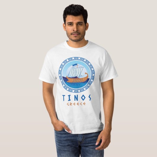 Tinos, Griekenland Grieks scheepsontwerp Mannen T-shirt (Voorkant volledig)