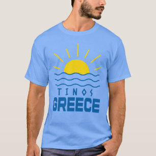 Tinos Griekenland Zonneschijn En Zee Mannen Blauw T-shirt