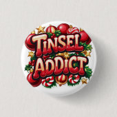 Tinsel Addict Fun Ronde Button 3,2 Cm (Voorkant)