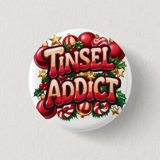 Tinsel Addict Fun Ronde Button 3,2 Cm (Voorkant)
