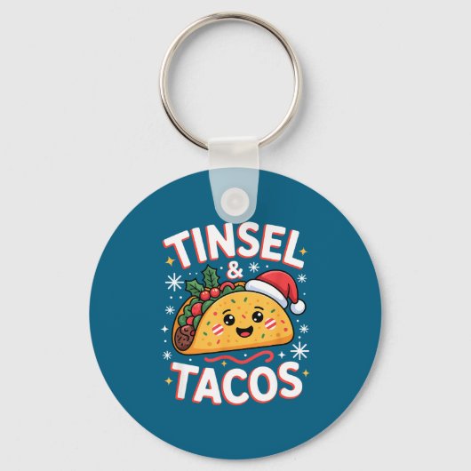 Tinsel And Tacos Cute Christmas Mexican Food Fun Sleutelhanger (Voorkant)