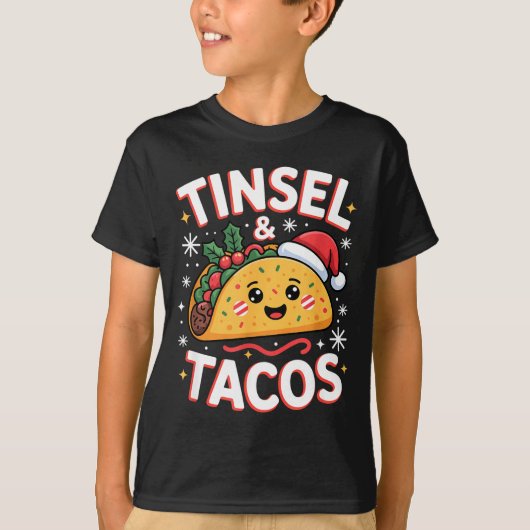 Tinsel And Tacos Cute Christmas Mexican Food Fun  T-shirt (Voorkant)