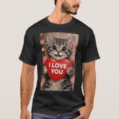 Tinsel de Kerstkat "Ik Hou van Jou" T-shirt (Voorkant)