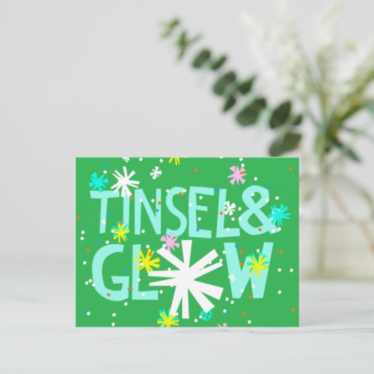Tinsel en gloed feestdagenkaart (Staand voorkant)