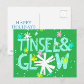 Tinsel en gloed feestdagenkaart (Voorkant / Achterkant)